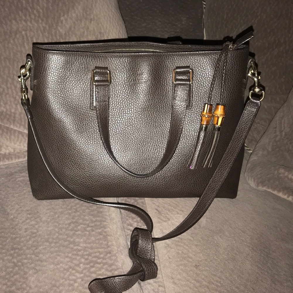 AUTHENTIC GUCCI BAMBOO SHOPPING TASSEL CALF TOTE